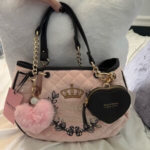 Juicy Couture Royal Moment Satchel Pink/Chocolate Viral NWT and Free Keychain
